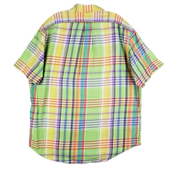 Polo Ralph Lauren Shirt Oxford Button Down SS Mens Size XL Green Plaid - Picture 3 of 8